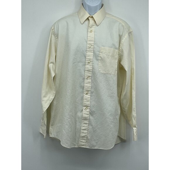 Tommy Hilfiger Mens Long Sleeve Cream Button-Up Shirt Size 16 34/35 100% Cotton - Picture 1 of 4